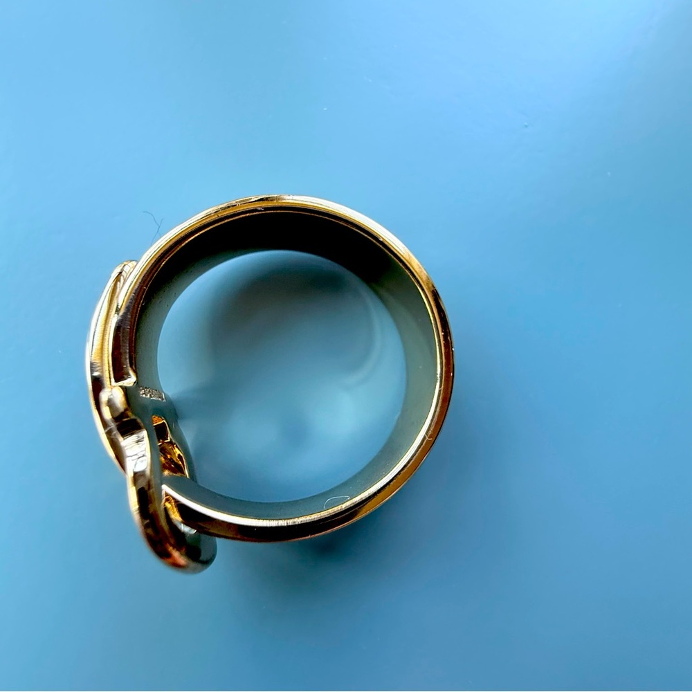 Salvatore Ferragamo SCARF RING, Authentic, Belt design, gold. - Picture 7 of 8